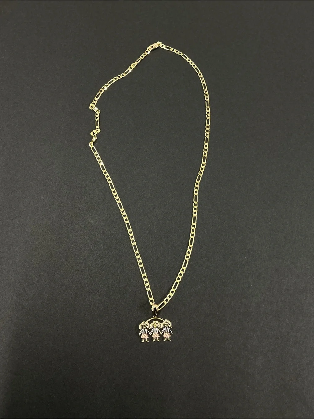 18K Gold filled Triple Girl Pendant Necklace 23